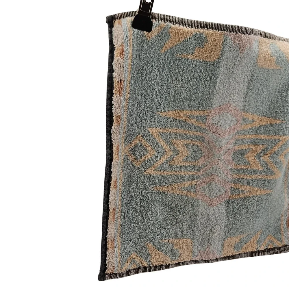 Cotton Aztec Print Wash Cloth‎ Pre Owned Vintage Turquoise Orange Pink No Tag